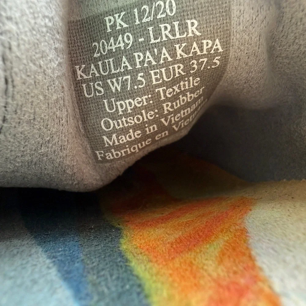 OluKai Espadrilles Kaula Pa'a Kapa Linen Drop-In Heel Black Womens 7.5
